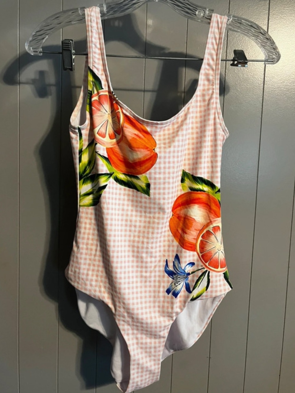 Onia Gingham/fruit print one piece swimsuit